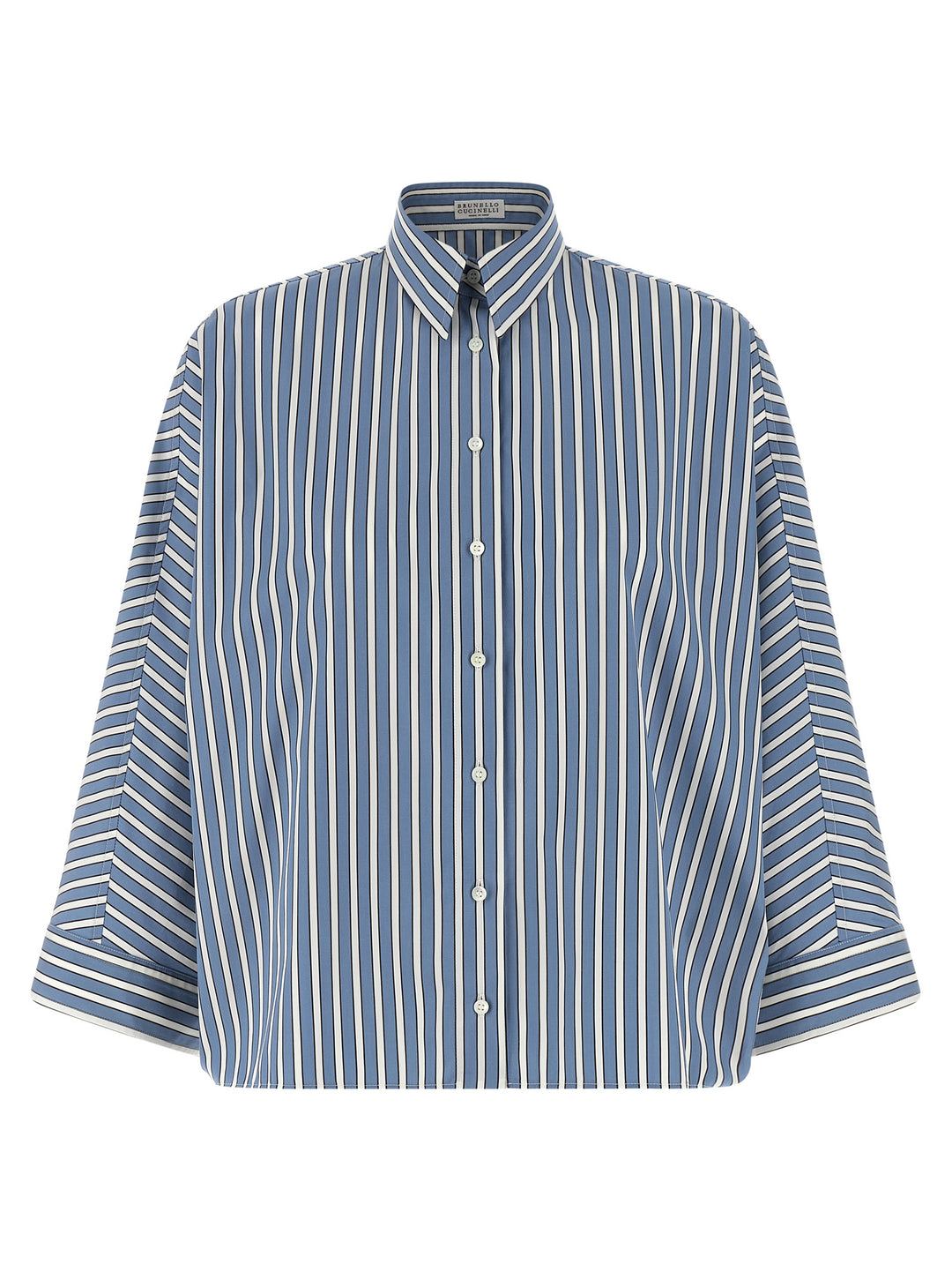 Brunello Cucinelli Monile Striped Shirt Camicie - Celeste | 5cdd7f160f068428cabe6ad684014a15ef54f75e