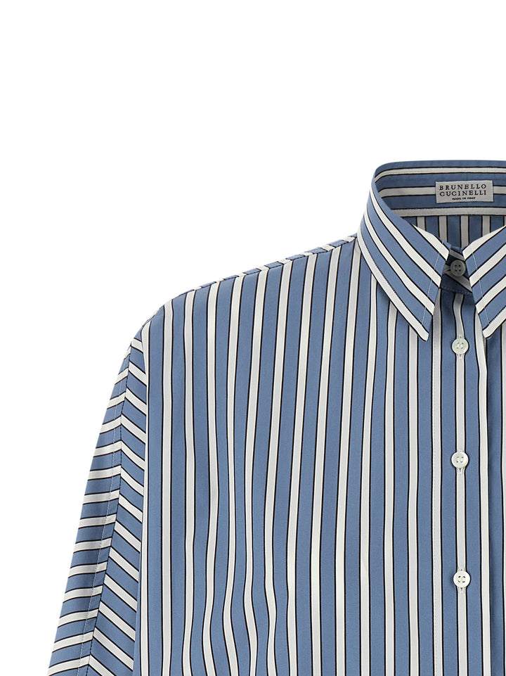 Brunello Cucinelli Monile Striped Shirt Camicie - Celeste | c76c44f39ad7eddba36c84e30b4a769aaecc6917