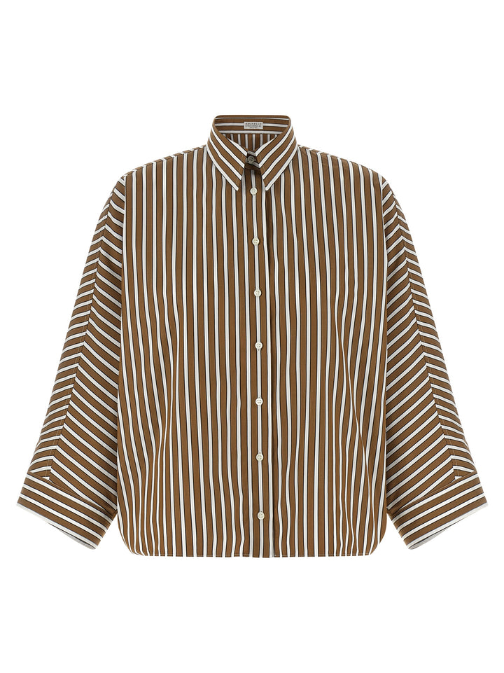 Brunello Cucinelli Monile Striped Shirt Camicie - Marrone | ddb26cdc95801bf8e62a400f353dbc036bb28166