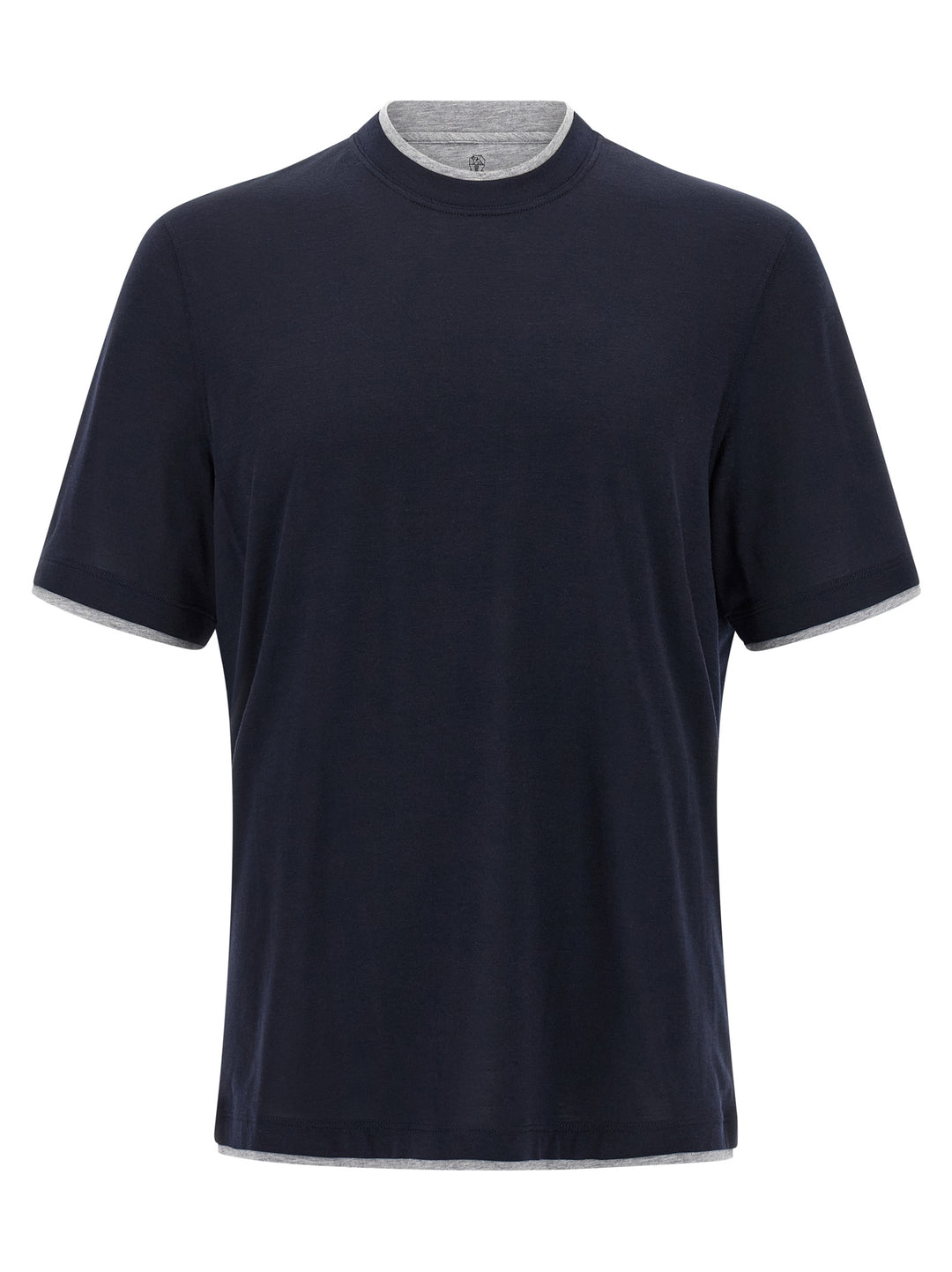 Brunello Cucinelli Double Layer T shirt - Blu | 2324463c2ee68594e4ebb9c1e59edcefc67f8a6a