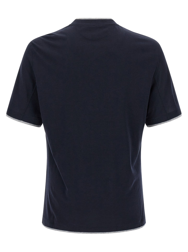 Brunello Cucinelli Double Layer T shirt - Blu | e07ca9b56789d8521152890f16772650164cf541