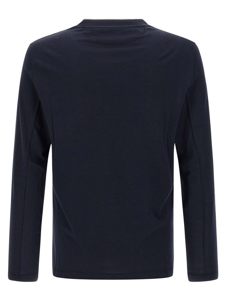 Brunello Cucinelli Multi Layer T shirt - Blu | f0f2ddd43bc63f3e26c30fa60100d77ad177aa70
