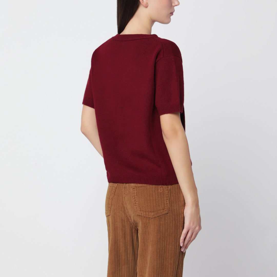 Alexandra Golovanoff Mini Andre Wine 21 Cashmere T-Shirt