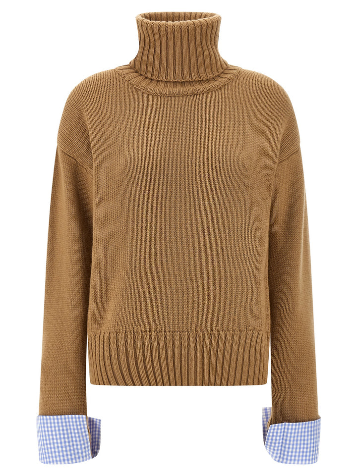 Maison Jejia Vichy Cuffs Sweater Maglioni - Beige | 693721a245a19b8e6e6e860e940f9f2632cbefce