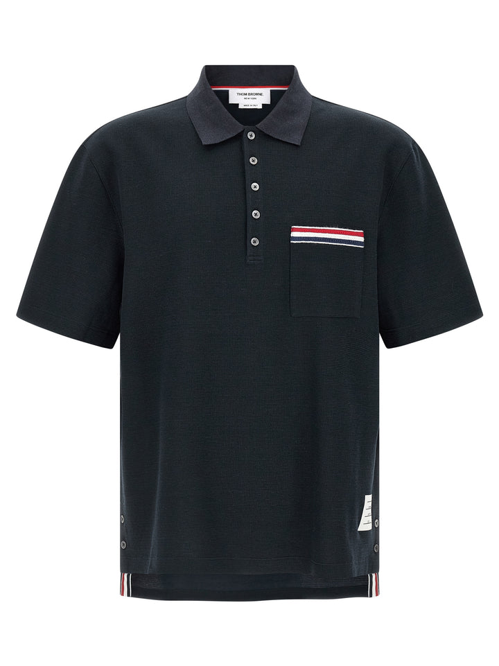 Thom Browne Nastro Rwb Polo - Blu | 1432c3c352f7d2385591bc346ce11950ad844452