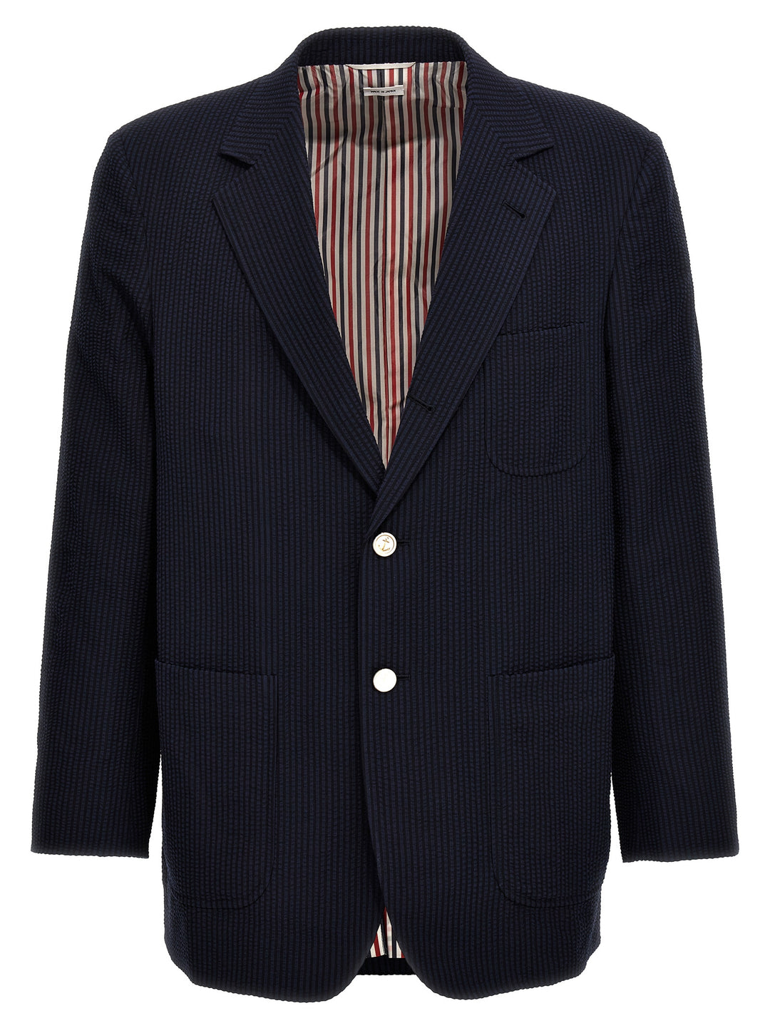 Thom Browne Single-Breasted Seersucker Blazer - Blu | 1958c49711651aaeeaf1b24b01125c491c24dd37