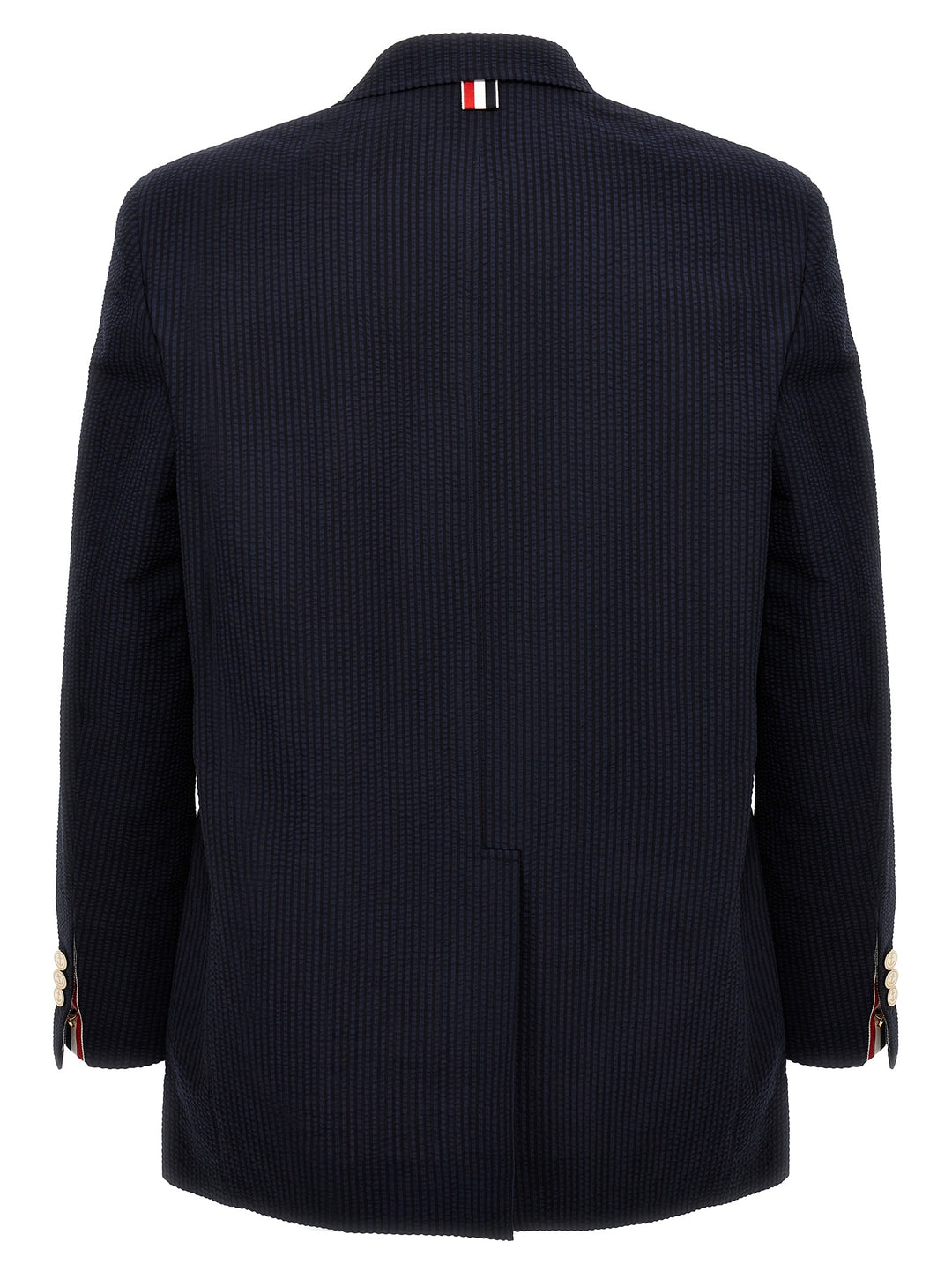 Thom Browne Single-Breasted Seersucker Blazer - Blu | 5ebafafaea6a88d4e7bfbe68ff334bc172588772
