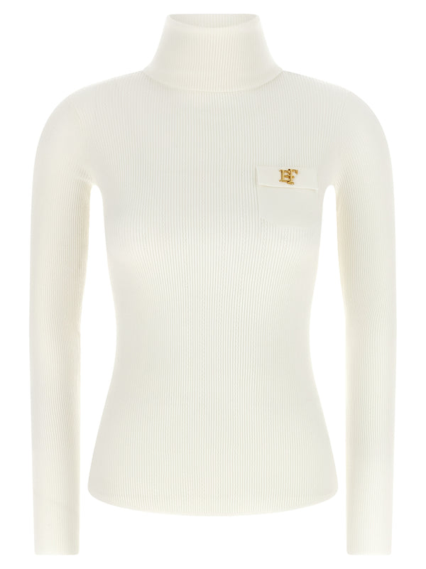 Turtleneck Embroidery À Jour Maglioni Bianco