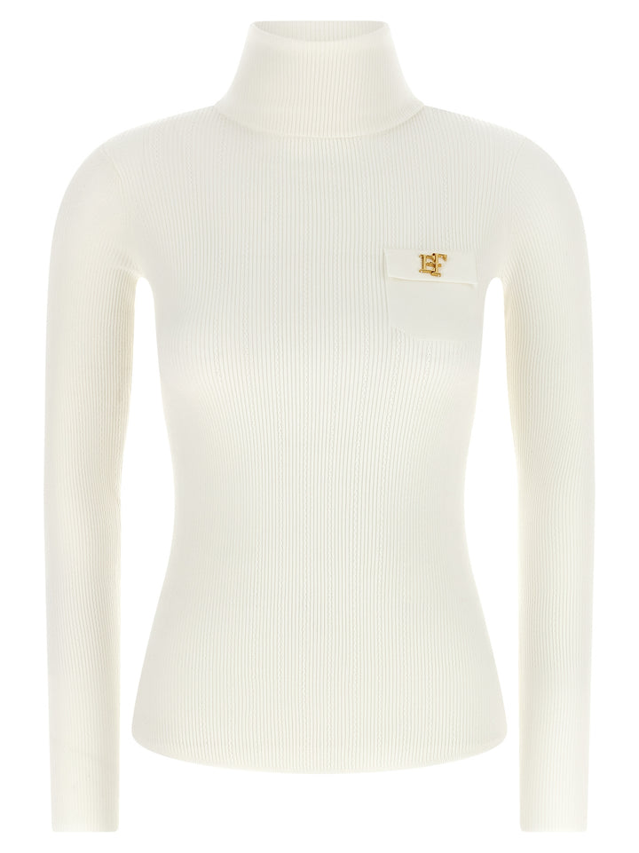 Elisabetta Franchi Turtleneck Embroidery À Jour Maglioni - Bianco | 0e79ac7fb2dfab2161f4e53a981abcf11185ed14