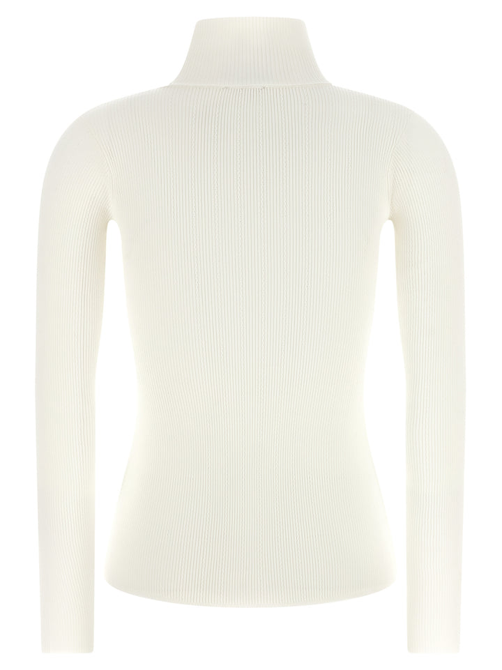 Elisabetta Franchi Turtleneck Embroidery À Jour Maglioni - Bianco | 3db44df685da498174520b7f59c9987d0b795edf