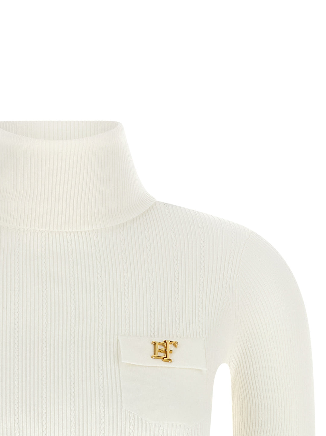 Elisabetta Franchi Turtleneck Embroidery À Jour Maglioni - Bianco | 02cd804d94641c8e3d90b7f994fee8c128744786
