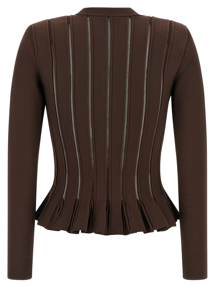 Elisabetta Franchi Cardigan Trama À Jour Maglioni - Marrone | 202d001b7affb928fbe96cb8b319249bf1c083d8