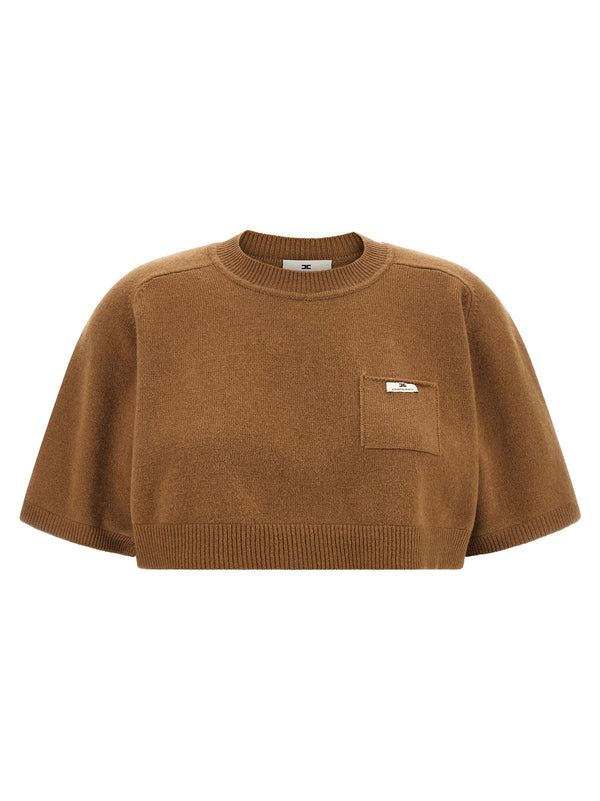 Wool And Cashmere Top Top Marrone