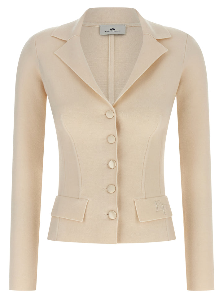 Elisabetta Franchi Fabric-Stitch Wool Blazer BlazerS - Bianco | 5e17165152fd5a4b74ae0d6eca2dcb205331fade