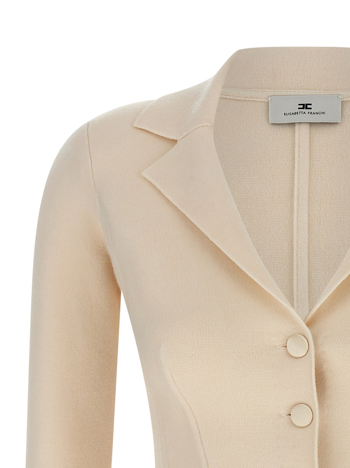 Elisabetta Franchi Fabric-Stitch Wool Blazer BlazerS - Bianco | 5671f3e8907808b9768c4c3fc79e2b42aa97a8e9