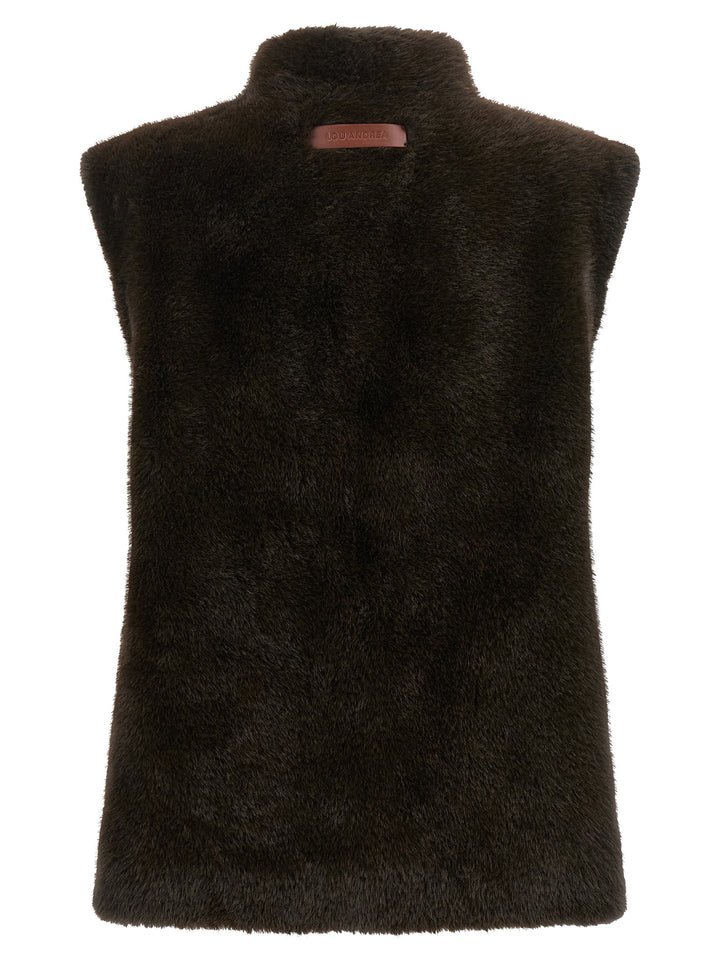 Lou Andrea Faux Fur Vest Gilet - Marrone | 57d12367bfa0425bb9be04cd44462368181951d5