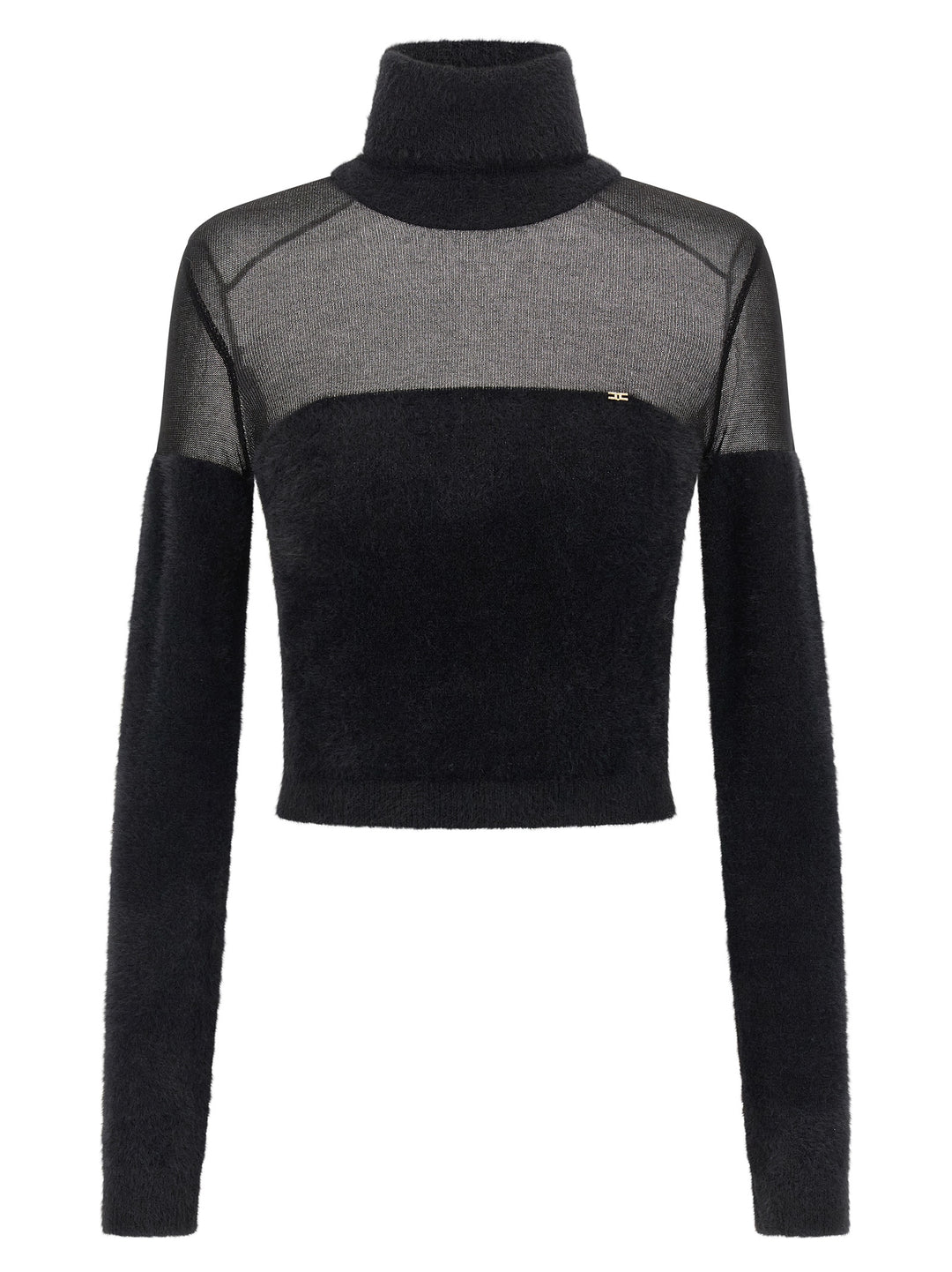 Elisabetta Franchi Brushed Insert Turtleneck Sweater Maglioni - Nero | d20247208e471ef27d01b9843c0d4f493434b9cc