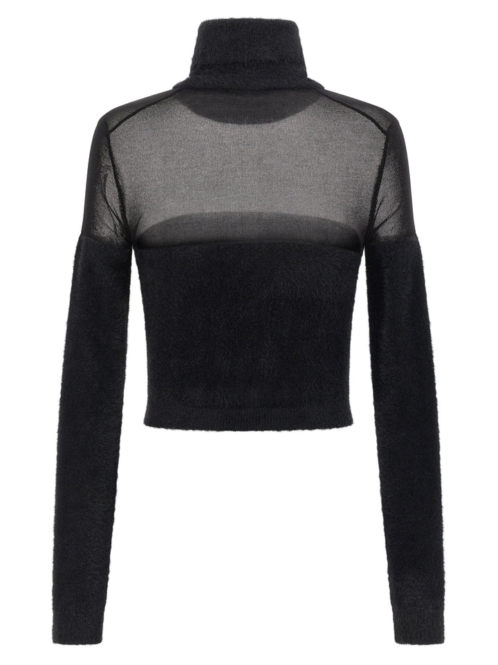 Elisabetta Franchi Brushed Insert Turtleneck Sweater Maglioni - Nero | 6e77ea3f4350ef984499d64422b7ceb27cbc208d