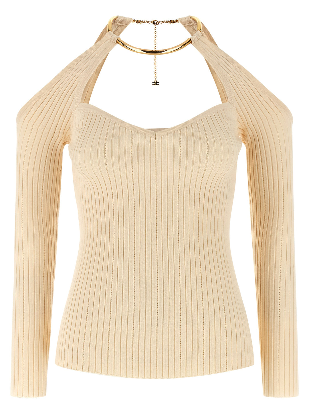 Elisabetta Franchi Necklace Sweater Maglioni - Beige | d2bb044d58351a029d4d50f1a2fce9007befe262