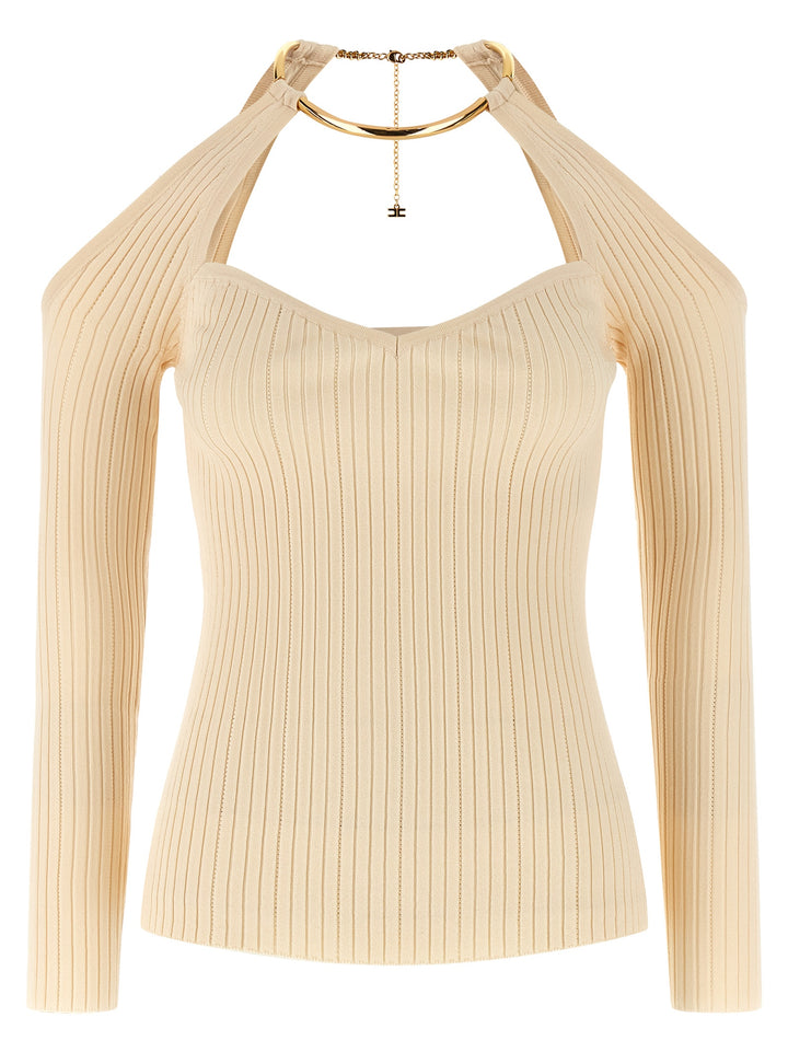 Elisabetta Franchi Necklace Sweater Maglioni - Beige | d2bb044d58351a029d4d50f1a2fce9007befe262