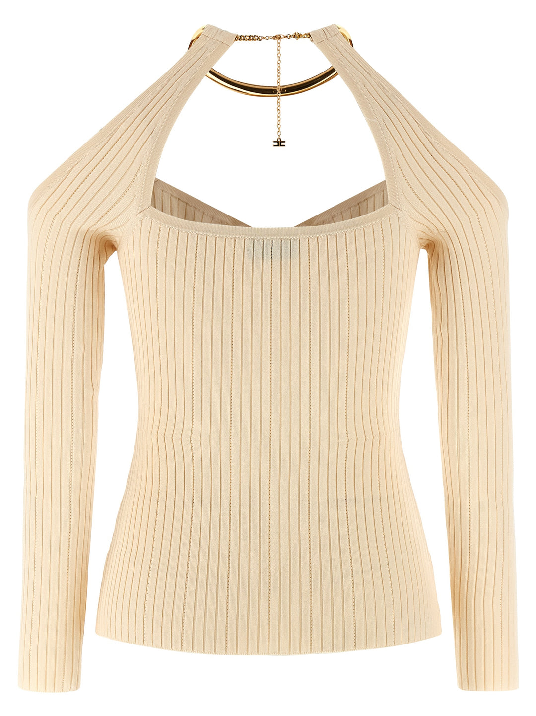 Elisabetta Franchi Necklace Sweater Maglioni - Beige | f237c6a9a42107d3596c35db0d5de0868587d22b