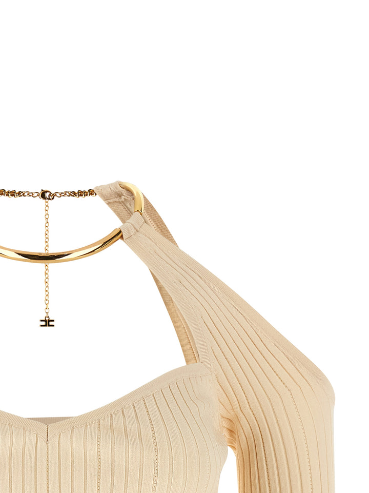 Elisabetta Franchi Necklace Sweater Maglioni - Beige | ca0274c2d17adcfb6301b6989e81672532efbed8