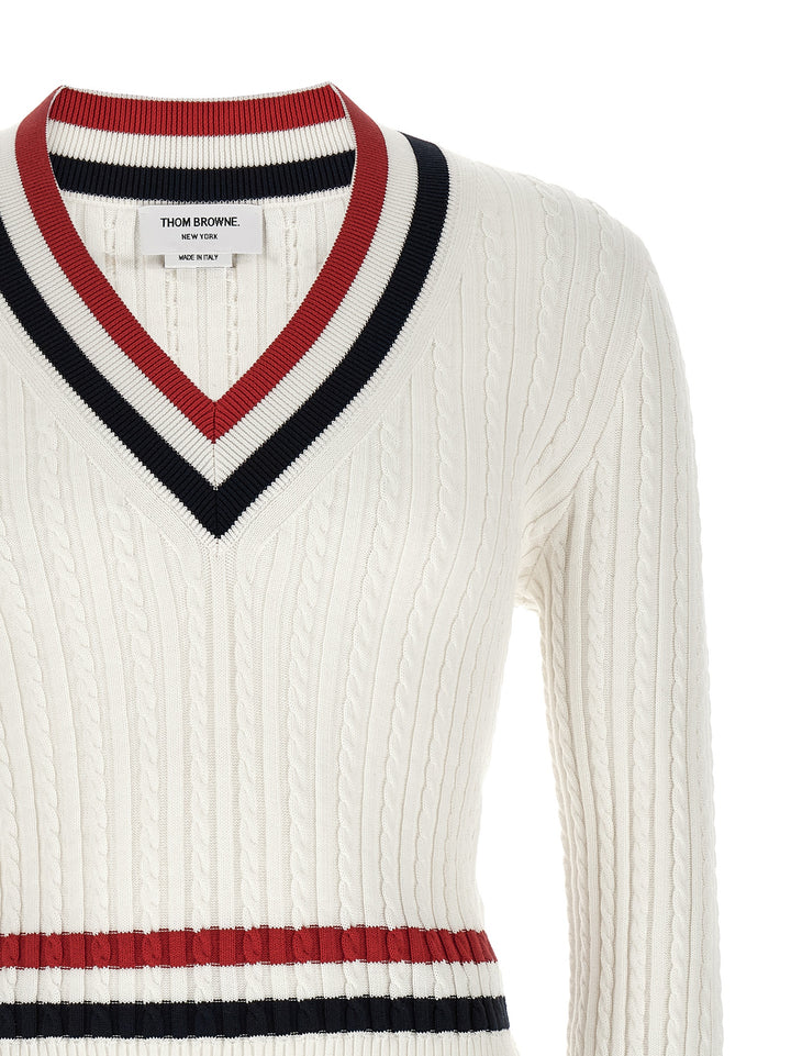 Thom Browne Rwb Intarsia Sweater Maglioni - Bianco | ffa0cf3f6f479f757ae48b32691a7879c4a9fe20