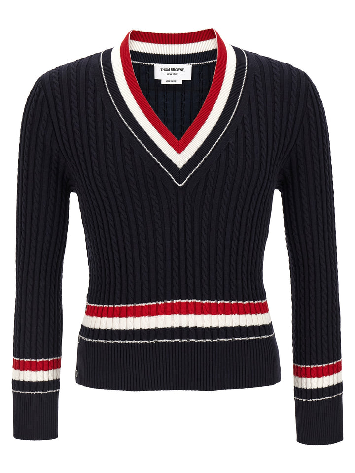 Thom Browne Rwb Intarsia Sweater Maglioni - Blu | 5b054ee9ca816fbc2f2932f1dfbdb688592b5606