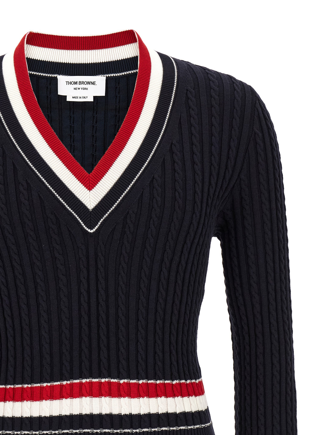 Thom Browne Rwb Intarsia Sweater Maglioni - Blu | f7f237c4e8e32ee07aa83f2679d76f670c4904a1