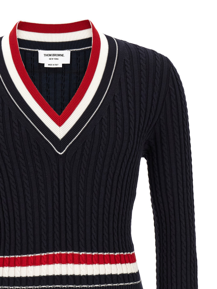 Thom Browne Rwb Intarsia Sweater Maglioni - Blu | f7f237c4e8e32ee07aa83f2679d76f670c4904a1