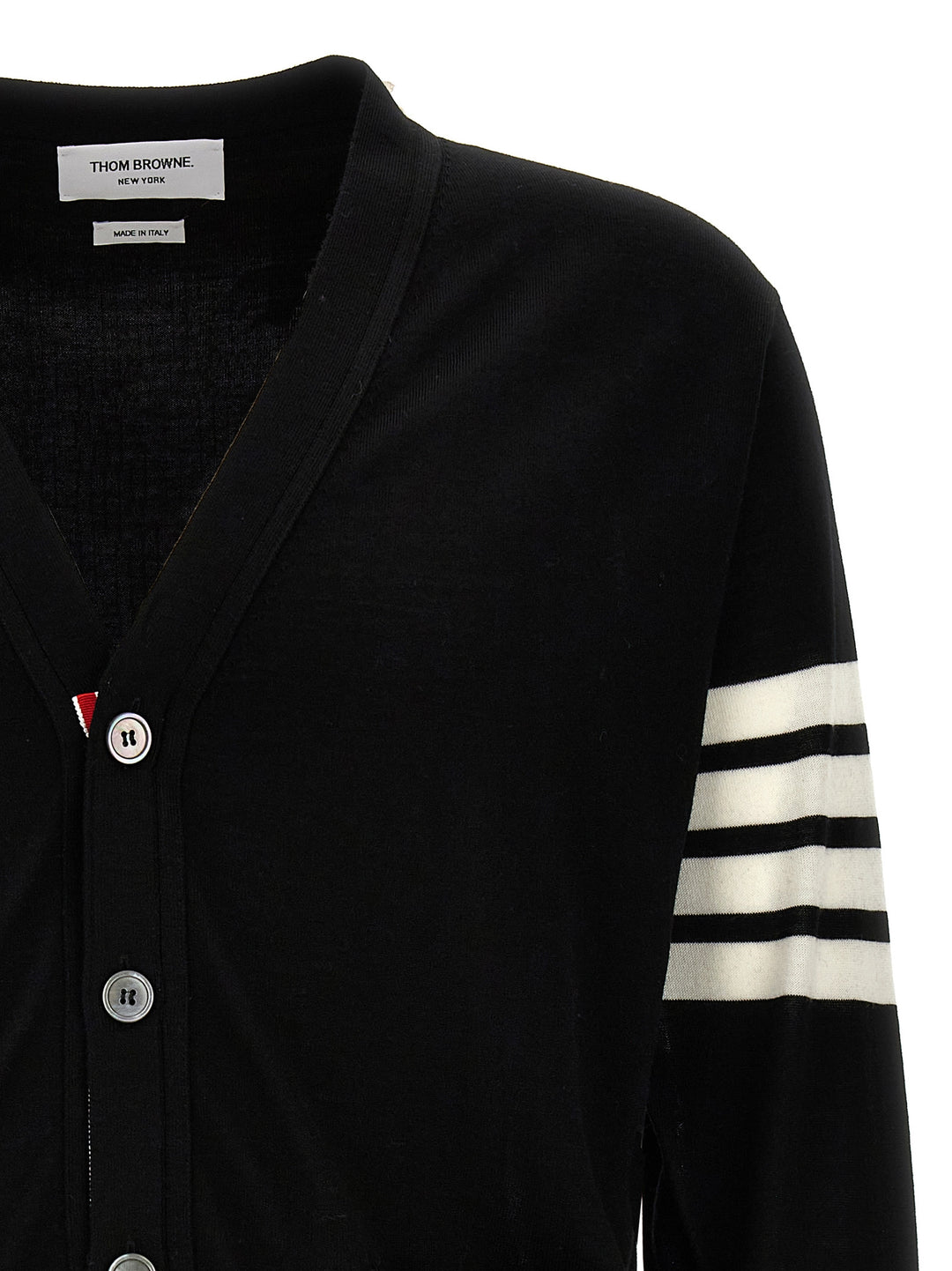 Thom Browne Merino Wool Cardigan Maglioni - Nero | 792879a5b6486237f1aa585af16f9312117161d8