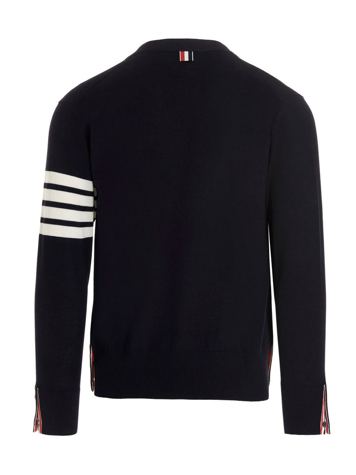Thom Browne Merino Wool Cardigan Maglioni - Blu | 77e654be434d312b5da3baea1713cba5e115479f