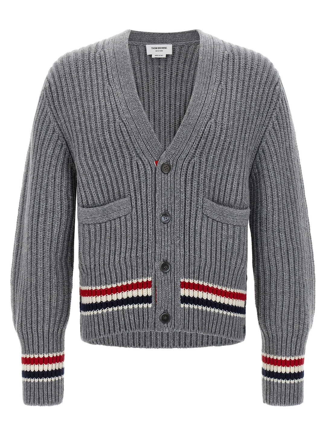 Thom Browne Rwb Tape Cardigan Maglioni - Grigio | 5f6d0ec8a74902e9fc6389dfa0386320fb6c1c40