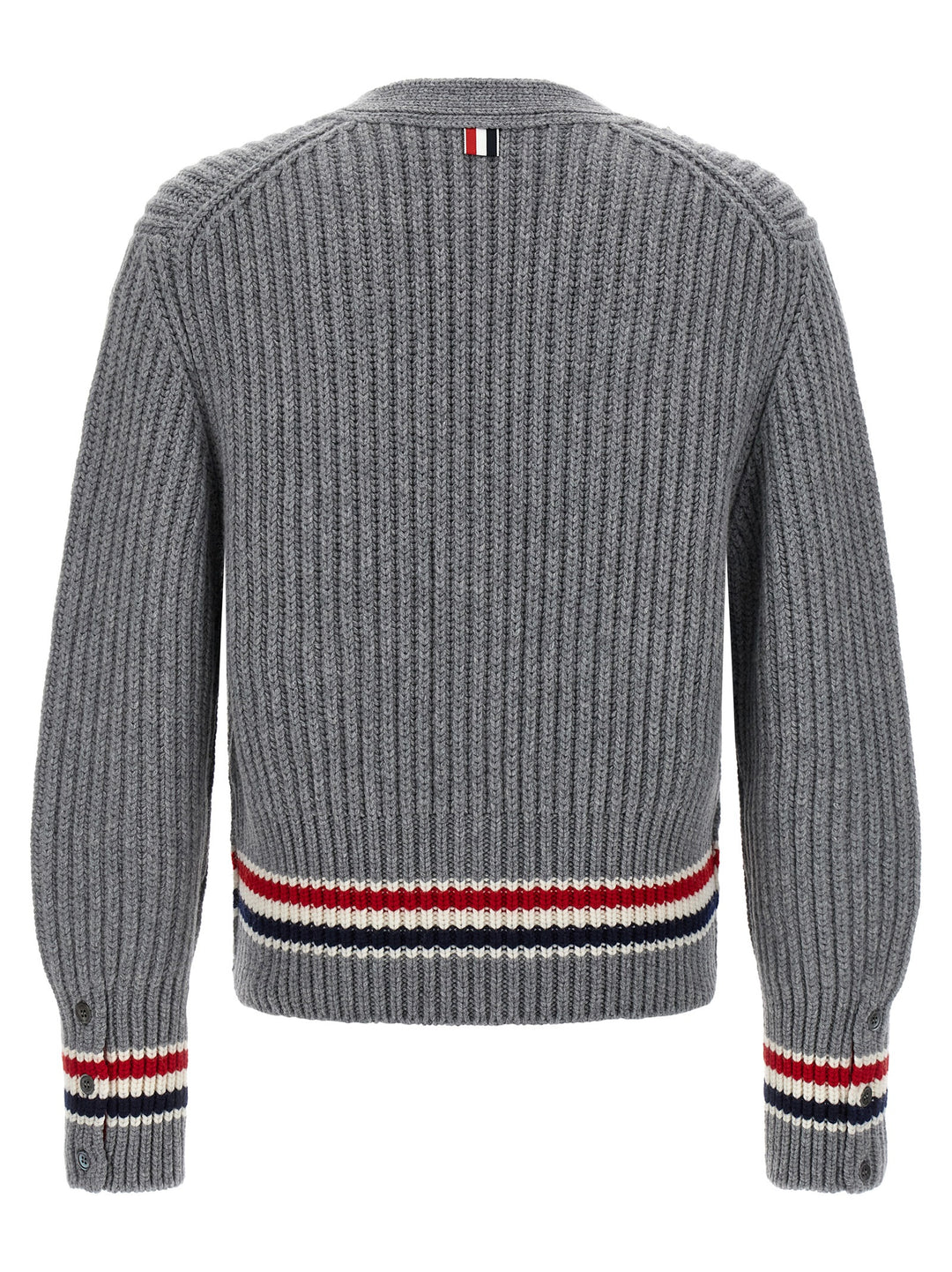 Thom Browne Rwb Tape Cardigan Maglioni - Grigio | 54894aac09c2de2f2e6ce6e21a0648d47e39c194