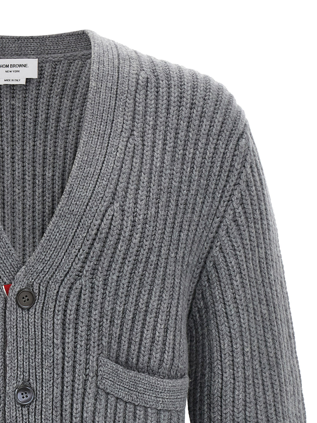 Thom Browne Rwb Tape Cardigan Maglioni - Grigio | ac2ed39f78d9a0e710df4a22283e36a5ad80b75a
