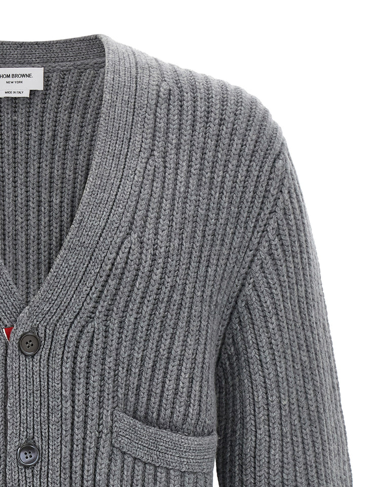 Thom Browne Rwb Tape Cardigan Maglioni - Grigio | ac2ed39f78d9a0e710df4a22283e36a5ad80b75a