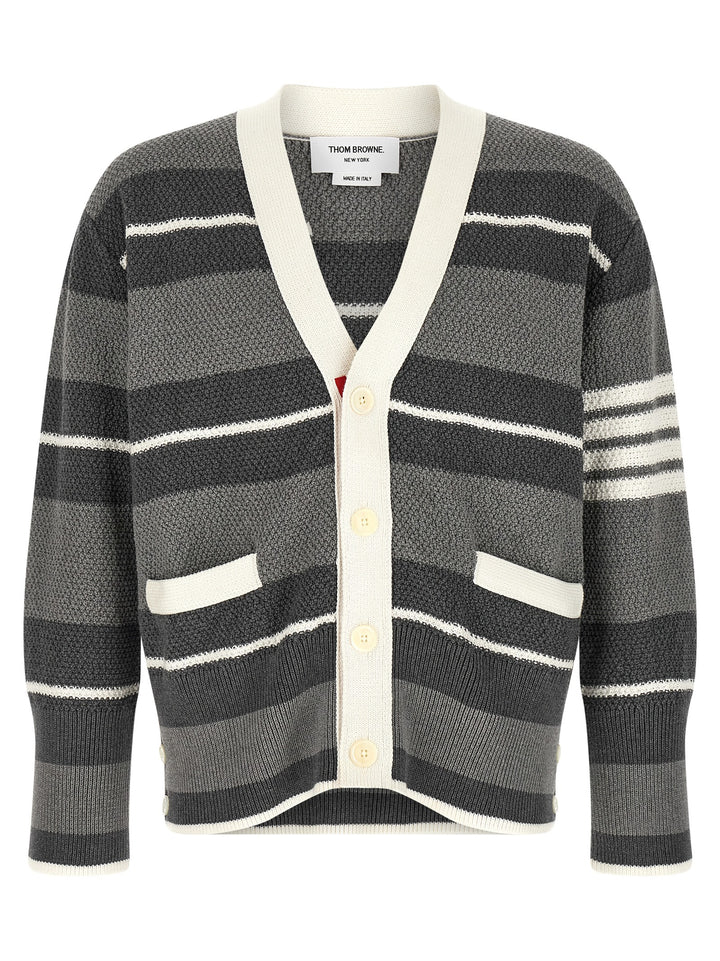 Thom Browne Striped Cardigan Maglioni - Grigio | fbef0a7d8578e667c2eda08d30671031e3638028