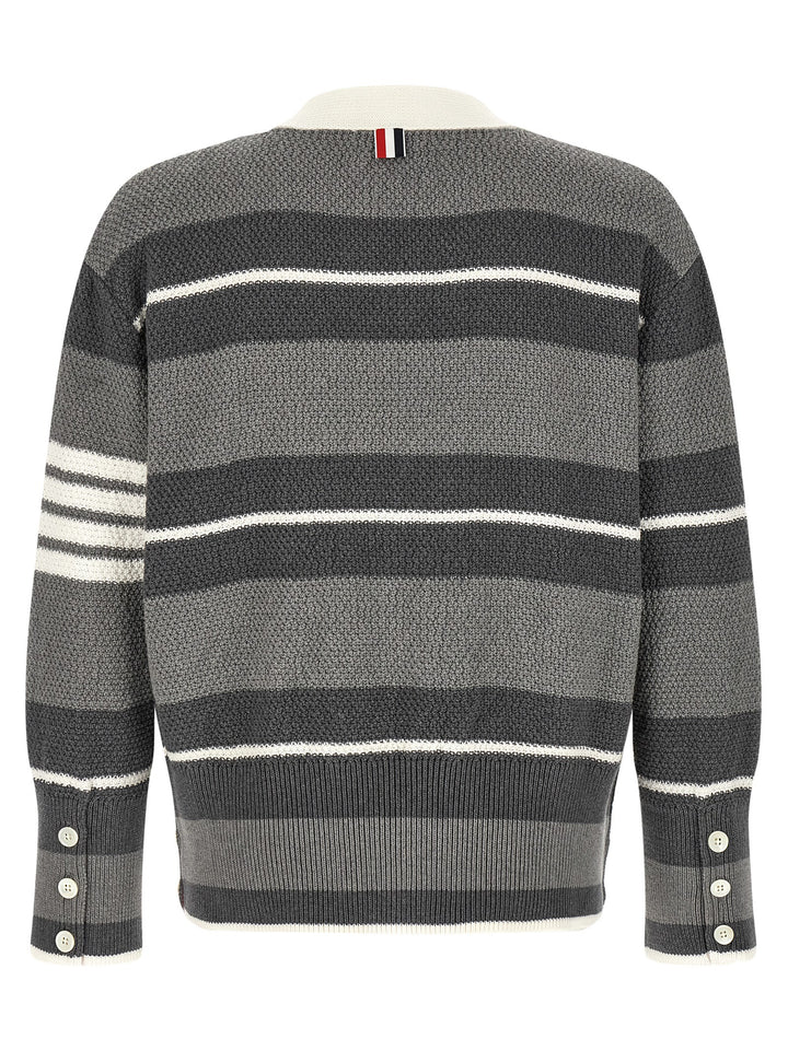 Thom Browne Striped Cardigan Maglioni - Grigio | f7ed029fe9899e230a4b90cbf9753b90612810cc