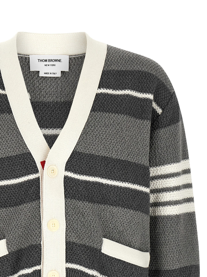 Thom Browne Striped Cardigan Maglioni - Grigio | dc7272f03d4e8eaa55b8a7fbed2fcaaaf780f971