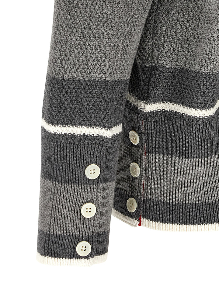 Thom Browne Striped Cardigan Maglioni - Grigio | 9c8ce38d677443c603525cedf717dc412665d9f4