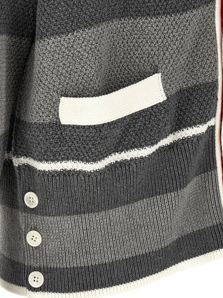 Thom Browne Striped Cardigan Maglioni - Grigio | a4a49841edffa600466f525aa3ecd78c6d003ec1