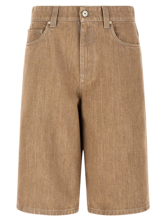 Lamé Denim Bermuda Shorts Bermuda E Short Beige