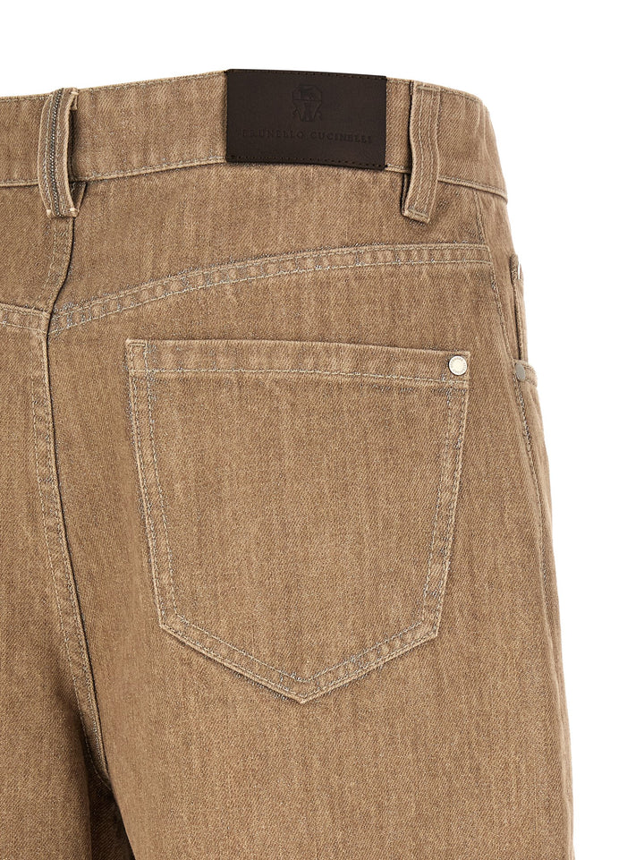 Brunello Cucinelli Lamé Denim Bermuda Shorts Bermuda e Short - Beige | f878d70a6d5c8b6eb2d7d72e18efc885608cb4c1