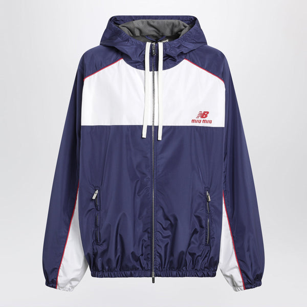 Royal Blue/White Hooded Jacket In Technical Poplin