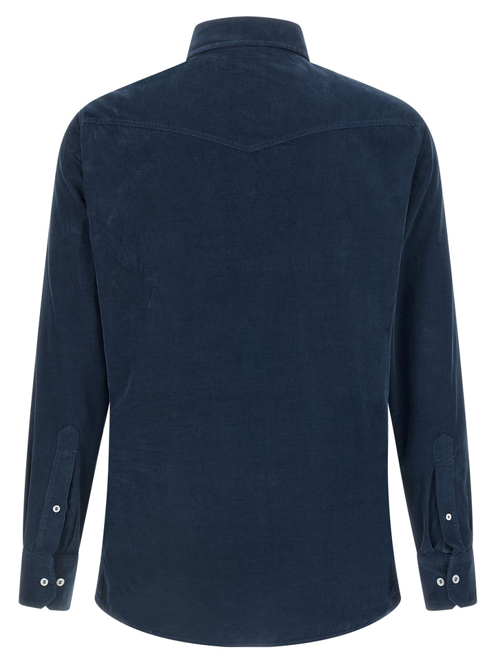 Brunello Cucinelli Corduroy Shirt Camicie - Blu | 03f4b05ba59b6602932a1f44f2e1994218467fcc