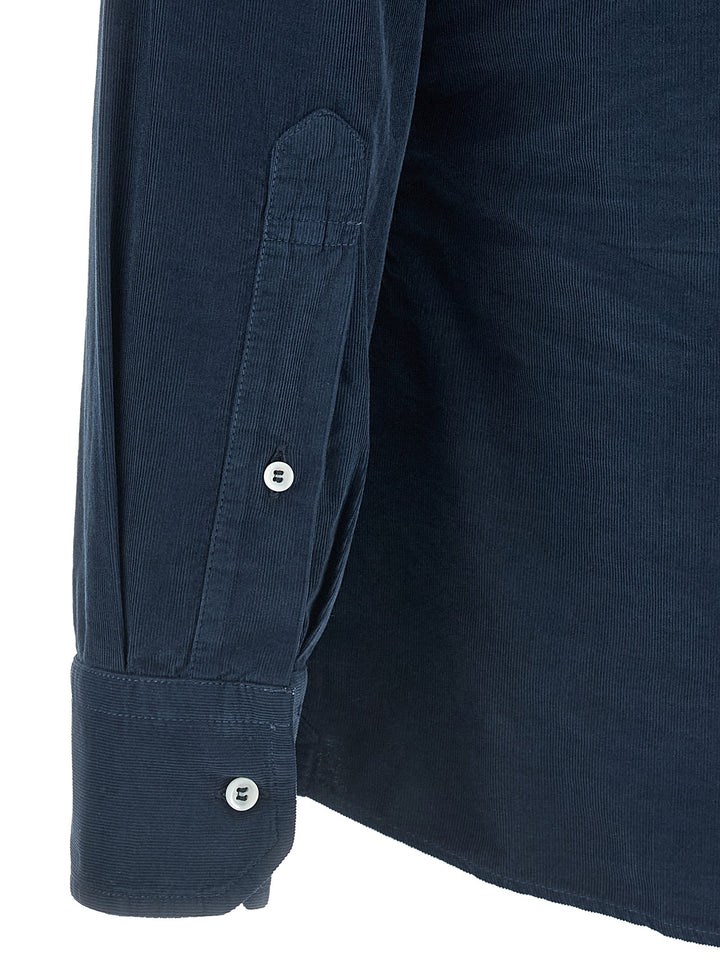 Brunello Cucinelli Corduroy Shirt Camicie - Blu | d09b16cd4fb2ba046f0f00d60c126e2cd54d10f5