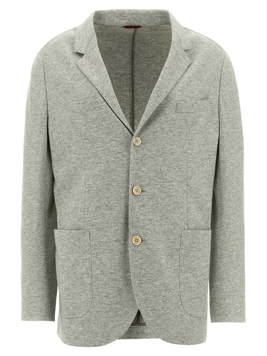 Single-Breasted Cashmere Blazer Grigio