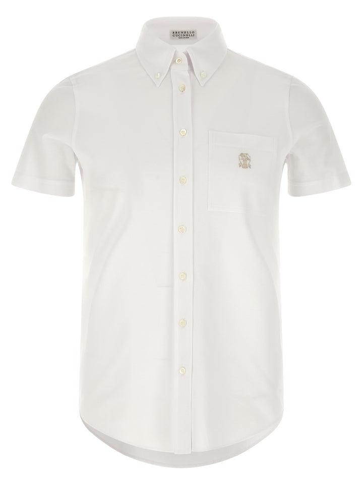 Brunello Cucinelli Logo Embroidery Shirt Camicie - Bianco | ee829a904c42bace90354e6e2c6b1e8b0171c80c