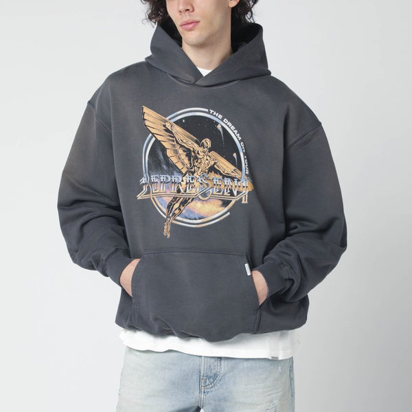 Grauer Kapuzenpullover mit Logoprint