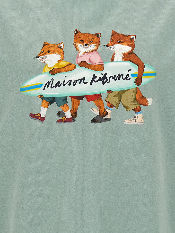 Surfing Foxes T Shirt Celeste
